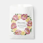 ダスティピンクの芍薬とレモンの ブライダルシャワー フェイバーバッグ (正面)