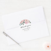 ダスティピンクの花のカリグラフィー ありがとう シール (封筒)