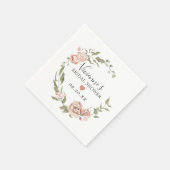 ダスティピンクの花のブライダルシャワー スタンダードカクテルナプキン (角)