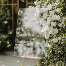 ダスティピンクの花の紋章モノグラム ウェディングウェルカム