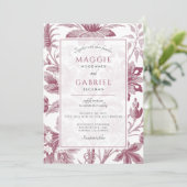 ダスティピンクの花の結婚式 招待状 (スタンド正面)