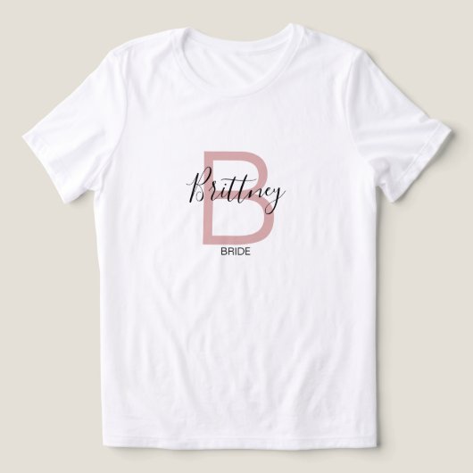 ダスティピンクの花嫁モノグラム トライブレンドTシャツ (デザイン正面)