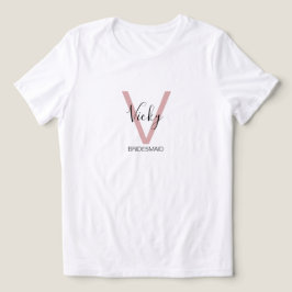 ダスティピンクの花嫁介添人モノグラム トライブレンドTシャツ