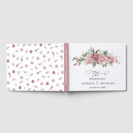 ダスティピンクの花嫁衣裳の結婚式 ゲストブック (全面)