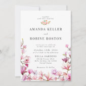 ダスティピンクの花柄の結婚式招待状 招待状 (正面)