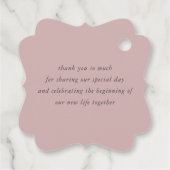 ダスティピンクの花 エレガントな結婚式のお礼 フェイバータグ (裏面)