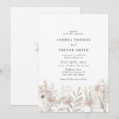 ダスティピンクの花 | ガーデンウェディング招待状 招待状 (正面/裏面)