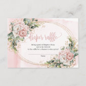 ダスティピンクの花　ユーカリ　ベイビーガール　ラッフル エンクロージャーカード (正面)