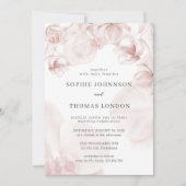 ダスティピンクの蘭オールインワン水彩結婚式 招待状 (正面)
