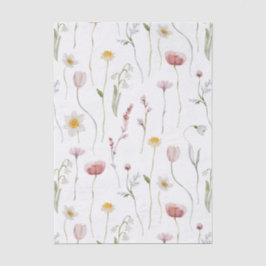 ダスティピンクの野の花の水彩画 薄葉紙