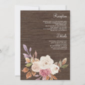 ダスティピンクアイボリー フラワー オールインワン ウッド ウェディング 招待状 (裏面)