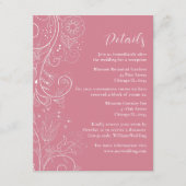 ダスティピンクエレガントフローラ結婚の詳細 エンクロージャーカード (正面)