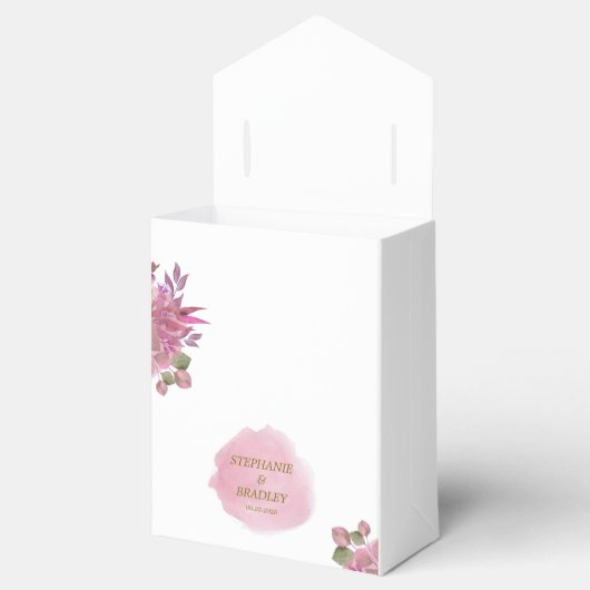 ダスティピンクエレガントモダンフローラ結婚ロマンス フェイバーボックス (オープン)