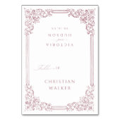 ダスティピンクエレガントヴィンテージ折り畳み座席表 テーブルナンバー (正面)