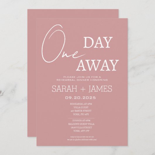 ダスティピンクオミニマルンデイリハ遠くにーサルディナー 招待状 (正面/裏面)