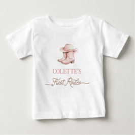 ダスティピンクカウガールファーストロデオ1歳誕生日 ベビーTシャツ