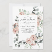 ダスティピンクキンセアニラフローラグリーン招待状 招待状 (正面)