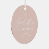 ダスティピンククロスガールバプティスセラミックオーナメント メタルオーナメント (正面右)