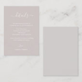 ダスティピンクグレーミニマル結婚リストホテル詳細 エンクロージャーカード (正面/裏面)