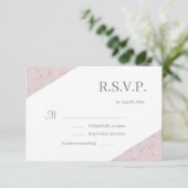 ダスティピンクグレー白エレガント大理石結婚式RSVP 招待状 (スタンド正面)
