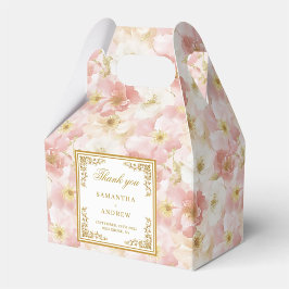 ダスティピンクゴールドの水彩ウェディングファボアボックス フェイバーボックス