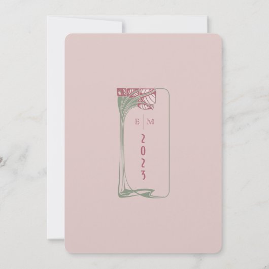 ダスティピンクセージエレガンスボタニカル結婚ズ 招待状 (裏面)