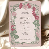 ダスティピンクセージエレガンスボタニカル結婚ズ 招待状