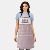 ダスティピンクチェックカスタム エプロン (着用した状態)