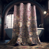 ダスティピンクティール(緑がかった色)パンペネルウィリアムモリスフローラ シャワーカーテン