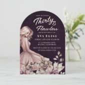 ダスティピンクドレス&フローラ30th誕生日パーティー 招待状 (スタンド正面)