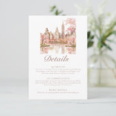 ダスティピンクニューヨーク行き先結婚式詳細 エンクロージャーカード (スタンド正面)