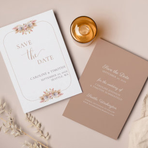 ダスティピンクパンパスグラスセーブ・ザ・デート案内 招待状