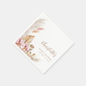 ダスティピンクパンパスグラスフローラ |赤ちゃんシャワー スタンダードカクテルナプキン (角)