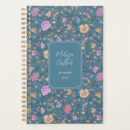ダスティピンクパープルティール（緑がかった色）お洒落カラフルフローラ プランナー手帳