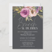 ダスティピンクパープルフローラ炭ブライダルブランチ 招待状 (正面)