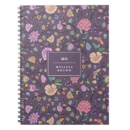 ダスティピンクパープルベージュお洒落カラフルフローラ ノートブック
