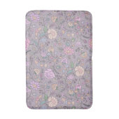 ダスティピンクパープルベージュお洒落カラフルフローラ バスマット (正面縦)