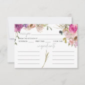 ダスティピンクパープル結婚フローラレシピカード ノートカード (正面)