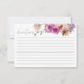 ダスティピンクパープル結婚フローラレシピカード ノートカード (裏面)