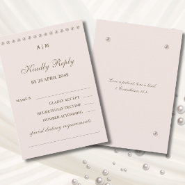 ダスティピンクパールクリスチャン結婚式RSVPカード 出欠カード