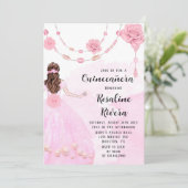 ダスティピンクパールフローラガールキンセアニェラ誕生日 招待状 (スタンド正面)