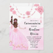 ダスティピンクパールフローラガールキンセアニェラ誕生日 招待状 (正面/裏面)