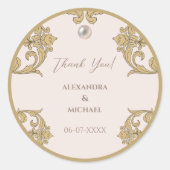 ダスティピンクパール ヴィンテージウェディング サンクス ラウンドシール (正面)
