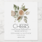 ダスティピンクピーチバラフローラボタニッ結婚クス ワインラベル (シングルラベル)