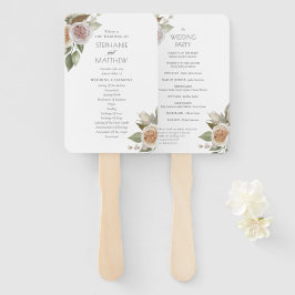 ダスティピンクピーチバラフローラ結婚式 プログラム ハンドファン