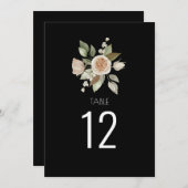 ダスティピンクピーチバラブラック結婚のテーブル番号 (正面/裏面)