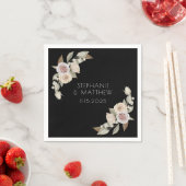 ダスティピンクピーチバラボタニカルブラック結婚ズ スタンダードカクテルナプキン (インサイチュ)