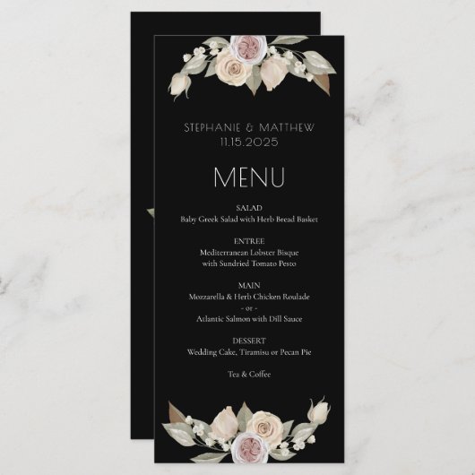 ダスティピンクピーチフローラブラックズ結婚ズ メニュー (正面/裏面)