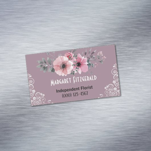 ダスティピンクフロリスト磁気名刺 マグネット名刺 (インサイチュ)