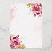 ダスティピンクフローラガウンキンセアニェラバラ金ゴールド 箔招待状 (裏面)